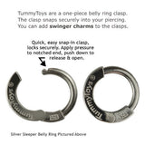 Sterling Silver Classic Sleeper Navel Ring with Handcuffs Drop Charm