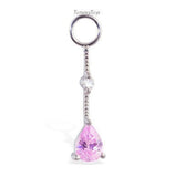 SAVE 10% with this 2 piece Combo Set - 1 x Silver Navel Ring Set with Large Powder Pink CZs & 1 x Pink and Clear CZ Swinger Drop Charm