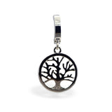Sterling Silver Classic Sleeper Navel Ring with Silver Tree of Life Drop Charm