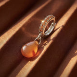Solid Sterling Silver Tangerine CZ & Orange Agate Navel Ring