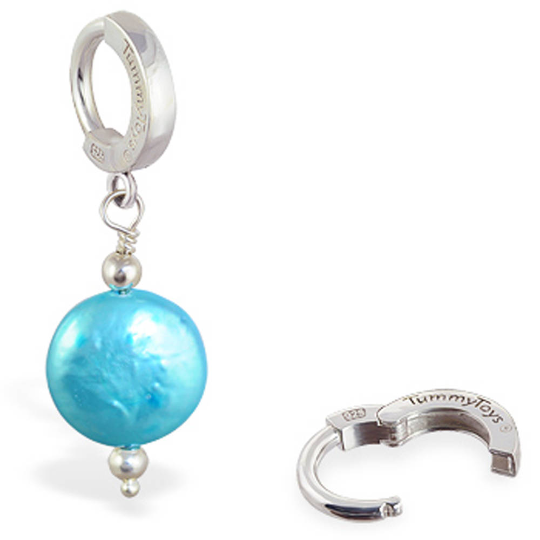 TummyToys Freshwater Teal Pearl Dangle Belly Button Ring - TummyToys