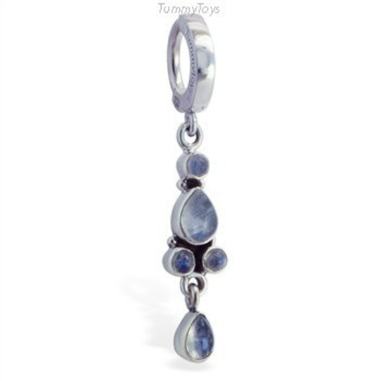 Long And Lovely Moonstone Belly Button Ring By Tummytoys - TummyToys