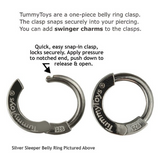 Silver and Black Belly Ring | Silver Clasp with Black Briolette Dangle Charm - TummyToys
