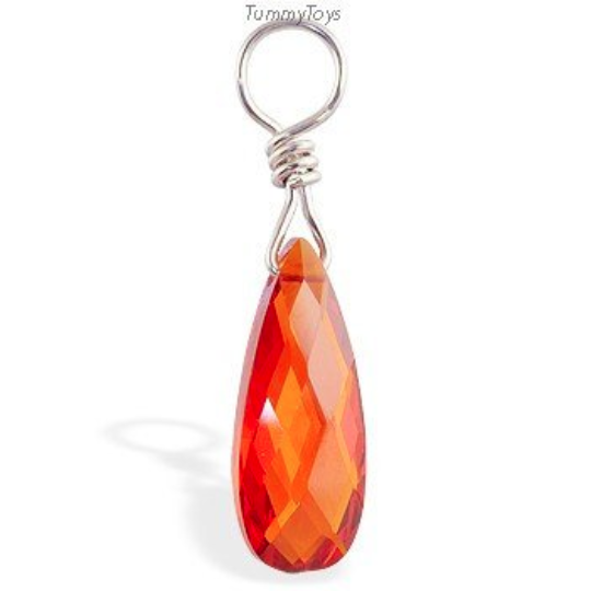 Changeable Orange CZ Belly Ring Dangle Charm - TummyToys