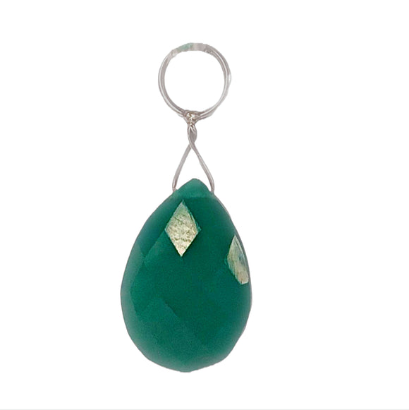 NEW - Sterling Silver Interchangeable Swinger Charm - Emerald Green Quartz Gemstone Drop Charm