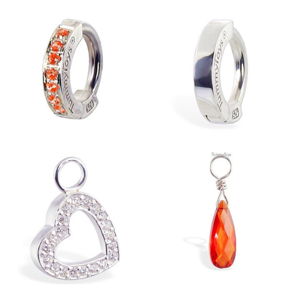 Combo Set - SAVE 15% with this 4 Piece Tangerine CZ Sterling Silver Navel Ring / Belly Ring Collection - Exclusively by TummyToys