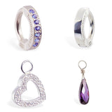 Combo Set - SAVE 15% with this 4 Piece Violet Coloured CZ Sterling Silver Navel Ring / Belly Ring Collection - Exclusively by TummyToys