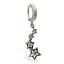 Sterling Silver Navel Ring with CZ Shooting Stars Drop Charm