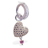 Changeable Stunning CZ Heart Swinger Charm Made In Sterling Silver