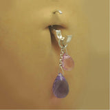 NEW - Sterling Silver Interchangeable Swinger Charm - Light & Dark Amethyst Gemstone Drop Charm