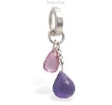 NEW - Sterling Silver Interchangeable Swinger Charm - Light & Dark Amethyst Gemstone Drop Charm