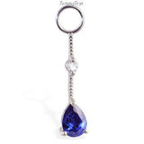SAVE 15% with this 5 Piece Sapphire Blue Combo Set - Includes 2 x Stunning Sterling Silver Navel Rings & 3 Fabulous Swinger Drop Charms