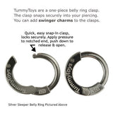 Sterling Silver Classic Sleeper Navel Ring with Silver Charming Silver Gecko  Drop Charm