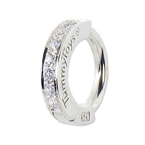 Sterling Silver Navel Ring Pave Set with 7 Brilliant White CZs