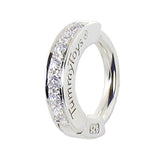 Sterling Silver Navel Ring Pave Set with 7 Brilliant White CZs