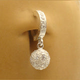 Sterling Silver Sleeper Pave Set with Brilliant White CZs and a Super Sparkly Disco Ball Drop Charm Set with CZs