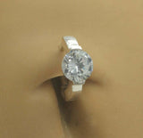 Sterling Silver Navel Ring Set With Large Round Brilliant White CZ