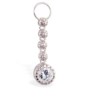 Sterling Silver Interchangeable Swinger Charm - Daisy Chain with Brilliant White CZ Drop