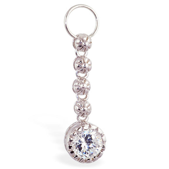 Sterling Silver Interchangeable Swinger Charm - Daisy Chain with Brilliant White CZ Drop