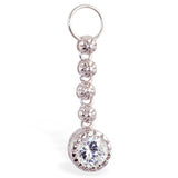 Sterling Silver Interchangeable Swinger Charm - Daisy Chain with Brilliant White CZ Drop