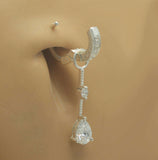 Sterling Silver Interchangeable Swinger Charm with a Clear round CZ and a Clear Pear CZ