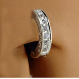 Sterling Silver Navel Ring Pave Set with 7 Brilliant White CZs