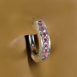 Sterling Silver Navel Ring Pave Set with 7 Powder Pink CZs