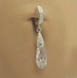 Sterling Silver Sleeper Pave Set with 7 Brilliant White CZs with a Brilliant White CZ Charm
