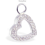 SAVE 10% with this 2 piece Combo Set - 1 x Sterling Silver Classic Sleeper Navel Ring  & 1 x Pave Set CZ Heart Swinger Drop Charm