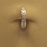 14K Rose Gold Navel / Belly Ring Pave Set with 7 Glittering Champagne Diamonds