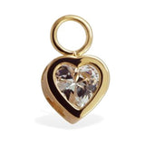 14K Yellow Gold Bezel Set Heart with 6mm CZ Centre - Interchangeable Swinger Charm Only