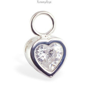 Sterling Silver Bezel Set Heart with 6mm CZ Centre - Interchangeable Swinger Charm