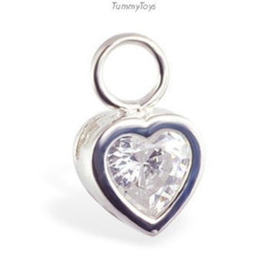 14K White Gold Bezel Set Heart with 6mm CZ Centre - Interchangeable Swinger Charm Only