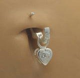 14K White Gold Bezel Set Heart with 6mm CZ Centre - Interchangeable Swinger Charm Only