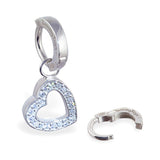 SAVE 10% with this 2 piece Combo Set - 1 x Sterling Silver Classic Sleeper Navel Ring  & 1 x Pave Set CZ Heart Swinger Drop Charm
