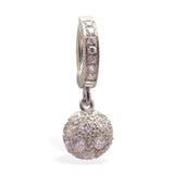 Sterling Silver Sleeper Pave Set with Brilliant White CZs and a Super Sparkly Disco Ball Drop Charm Set with CZs