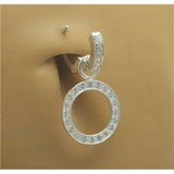 Sterling Silver Interchangeable Swinger Charm - Circle of Life Pave Drop Charm pave set with Brilliant White CZs