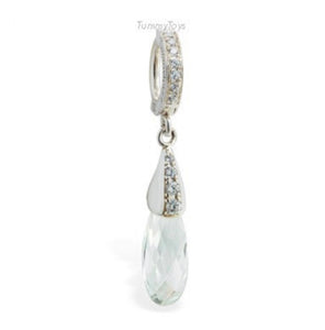 Sterling Silver Sleeper Pave Set with 7 Brilliant White CZs with a Brilliant White CZ Charm