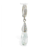 Sterling Silver Sleeper Pave Set with 7 Brilliant White CZs with a Brilliant White CZ Charm