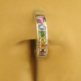 14K Yellow Gold Navel / Belly Ring Pave Set with 6 Rainbow Sapphires
