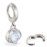 SAVE 10% with this 2 piece Combo Set - Surgical Steel 316L Navel Ring Set - 1 x Plain Sleeper & 1 x Sleeper with Drop Charm of your choice