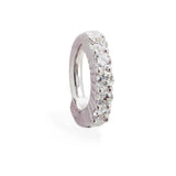 SAVE 10% with this 2 piece Combo Set - 1 x Silver Navel Ring Pave Set with 5 Brilliant White CZs and 1 x Clear CZ Swinger Drop Charm