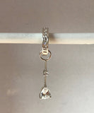 SAVE 10% with this 2 piece Combo Set - 1 x Silver Navel Ring Pave Set with 7 Brilliant White CZs and 1 x  Clear CZ Swinger Drop Charm