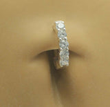 SAVE 10% with this 2 piece Combo Set - 1 x Silver Navel Ring Pave Set with 5 Brilliant White CZs and 1 x Clear CZ Swinger Drop Charm
