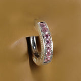 SAVE 10% with this 2 piece Combo Set - 1 x Silver Navel Ring Pave Set with 7 Powder Pink CZs & 1 x  Pink and Clear CZ Swinger Drop Charm