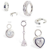 SAVE 15% with this 5 Piece Combo Set - Includes 2 x Stunning Sterling Silver Navel Rings & 3 Fabulous Swinger Drop Charms