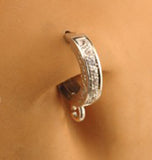 Sterling Silver Navel Ring with Jump Ring - Pave Set with 7 Brilliant White CZs
