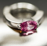 Sterling Silver Navel Ring Set With Large Oval Powder Pink CZ