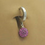 SAVE 10% with this 2 piece Combo Set - 1 x Surgical Steel Plain Navel Ring & 1 x Navel Ring with Hot Pink Crystal Glitter Ball Drop Charm