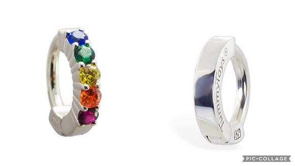 SAVE 10% with this 2 piece Combo Set - Silver Sleeper Collection - 1 x Plain Sleeper  Clasp & 1 x Rainbow CZ Pave Set Sleeper